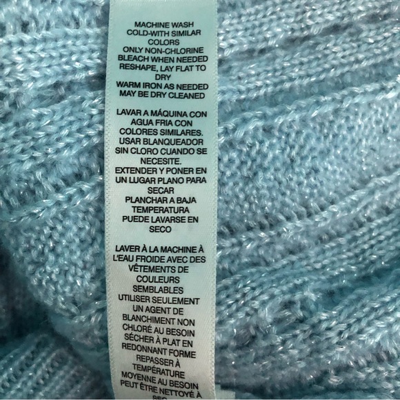 ⭐️NEW⭐️White House Black Market (WHBM) Off-The-Shoulder Cable Knit Sweater Blue - Picture 12 of 13